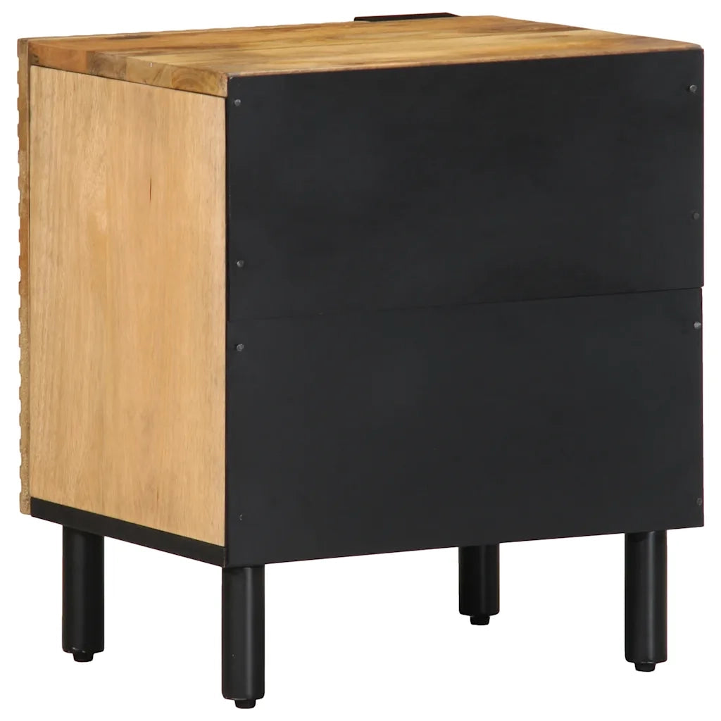 Set di 2 Comodini | Armadio da Notte | Mobiletto da notte Marrone 40x33x46 cm in Legno Massello di Mango