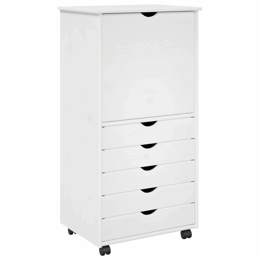 Mobile con Ruote Bianco 53 x 39 x 103 cm Legno di Pino Massello
