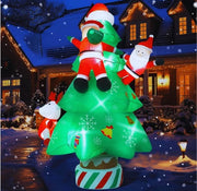 Albero di Natale Inflabili 9,8 FT Decorazione di Natale con Babbo Natale e Renne - Grande Decorazione di Natale Inflabile con Lampadine LED Figura di Natale Inflabile Scende e Decora Giardino Patio Prato