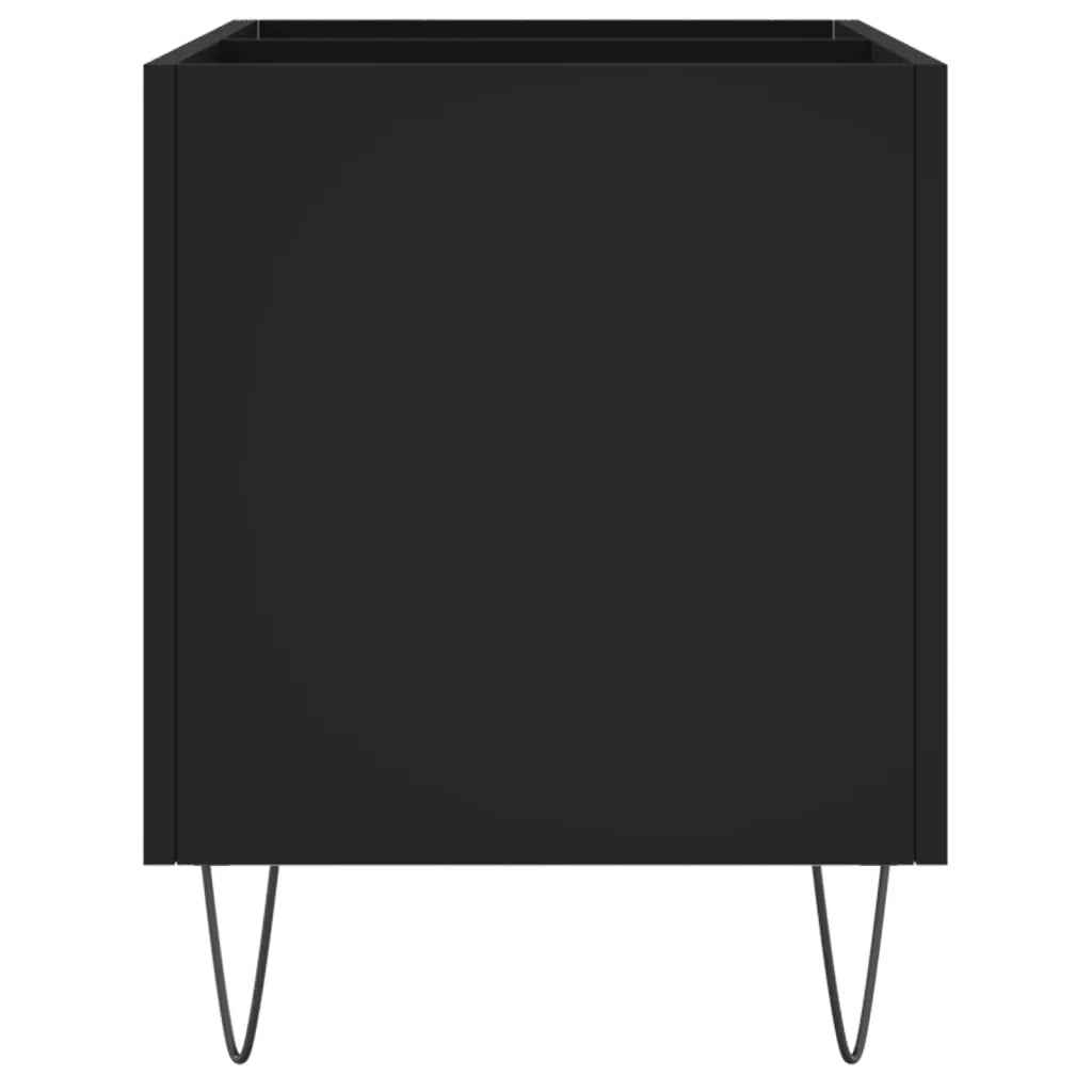 Mobiletto portadischi industriale pratico dimensioni 74,5 x 38 x 48 cm con vano contenitore in legno nero. Codice articolo: 02_0049129.