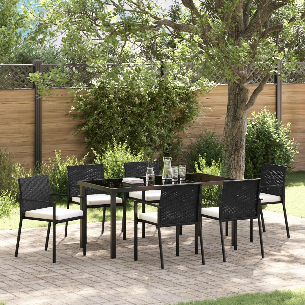 Set da pranzo da giardino 7 pezzi Polyrattan nero