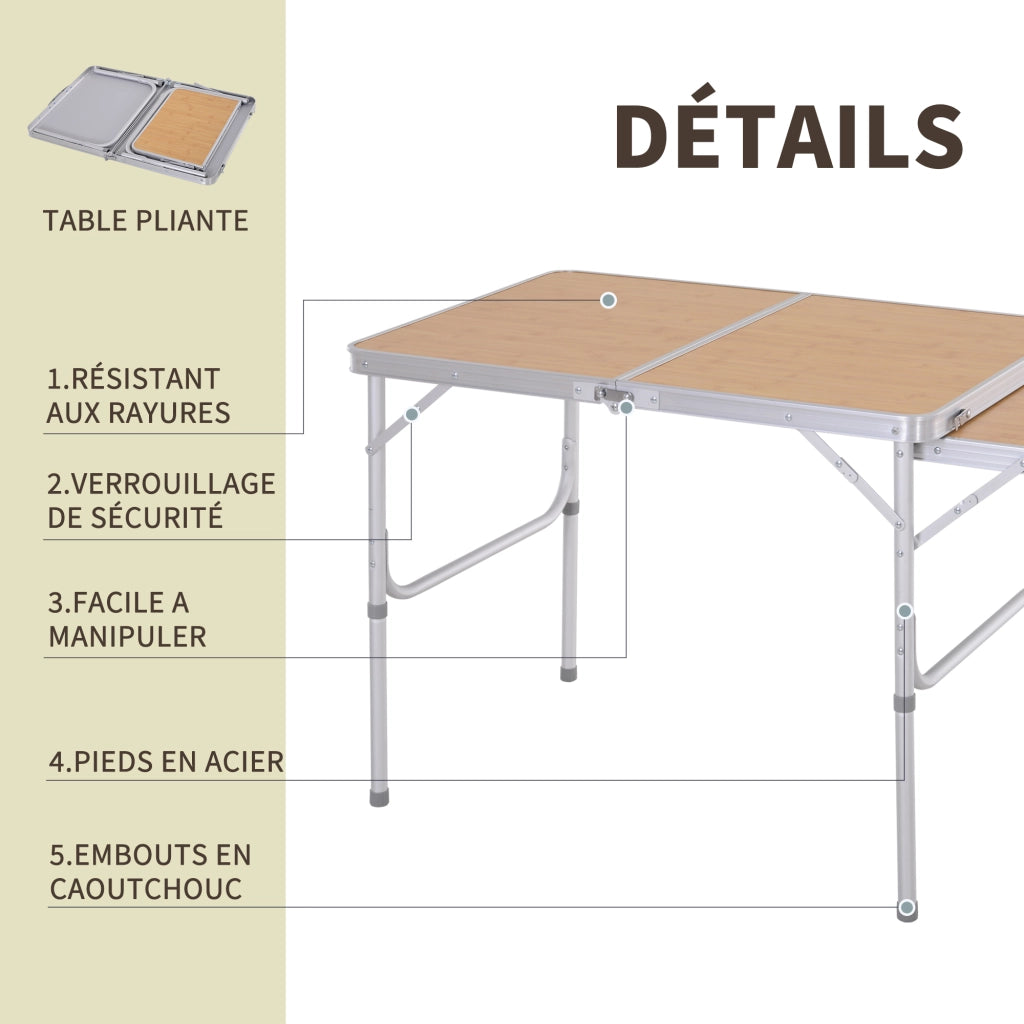 Tavolo pieghevole allungabile da giardino ¨C zephmum ¨C alluminio MDF effetto bamb¨´