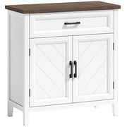 Credenza Moderna Stile Rustico 76x35x80 cm con 2 Ante in MDF Bianco