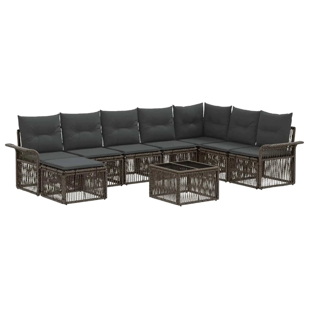 Set Divano da Giardino 9 pcs Grigio polyrattan 3434924