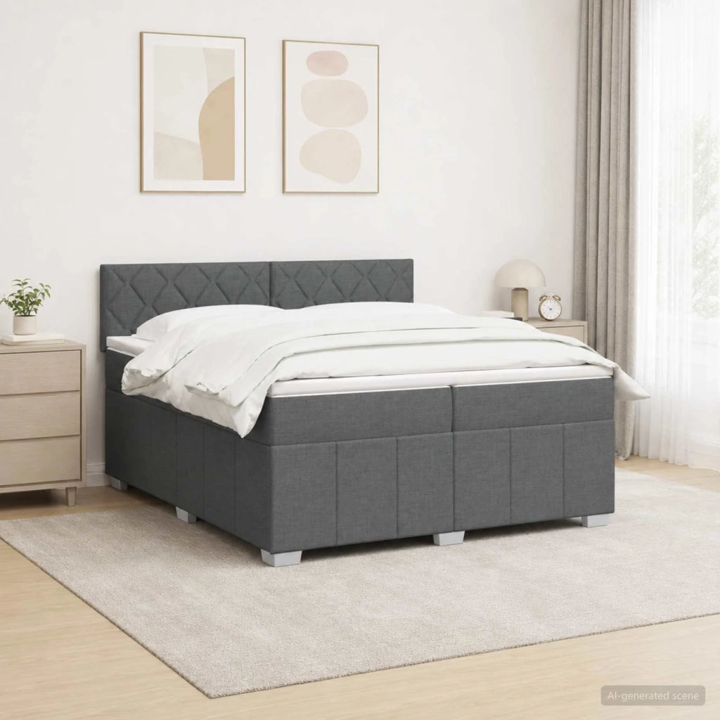 Letto box spring con materasso Grigio Scuro 200 x 200 cm 3452762