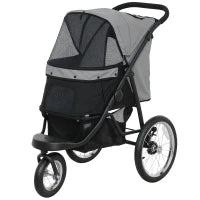 Passeggino per Cani e Gatti con Cestino Portaoggetti e Chiusura Rapida con un Click, Grigio