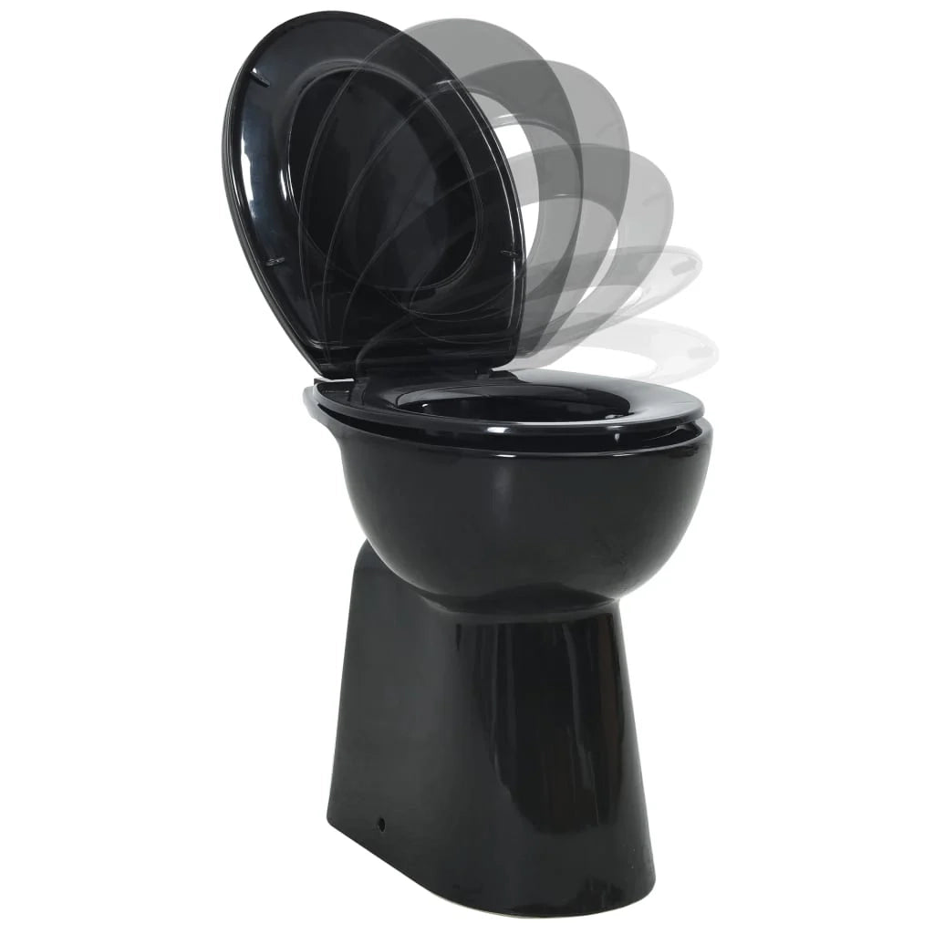 WC alto senza brida con meccanismo di chiusura ammortizzata vaso WC bagno/arredamento casa 7 cm ceramica nero 02_0003565