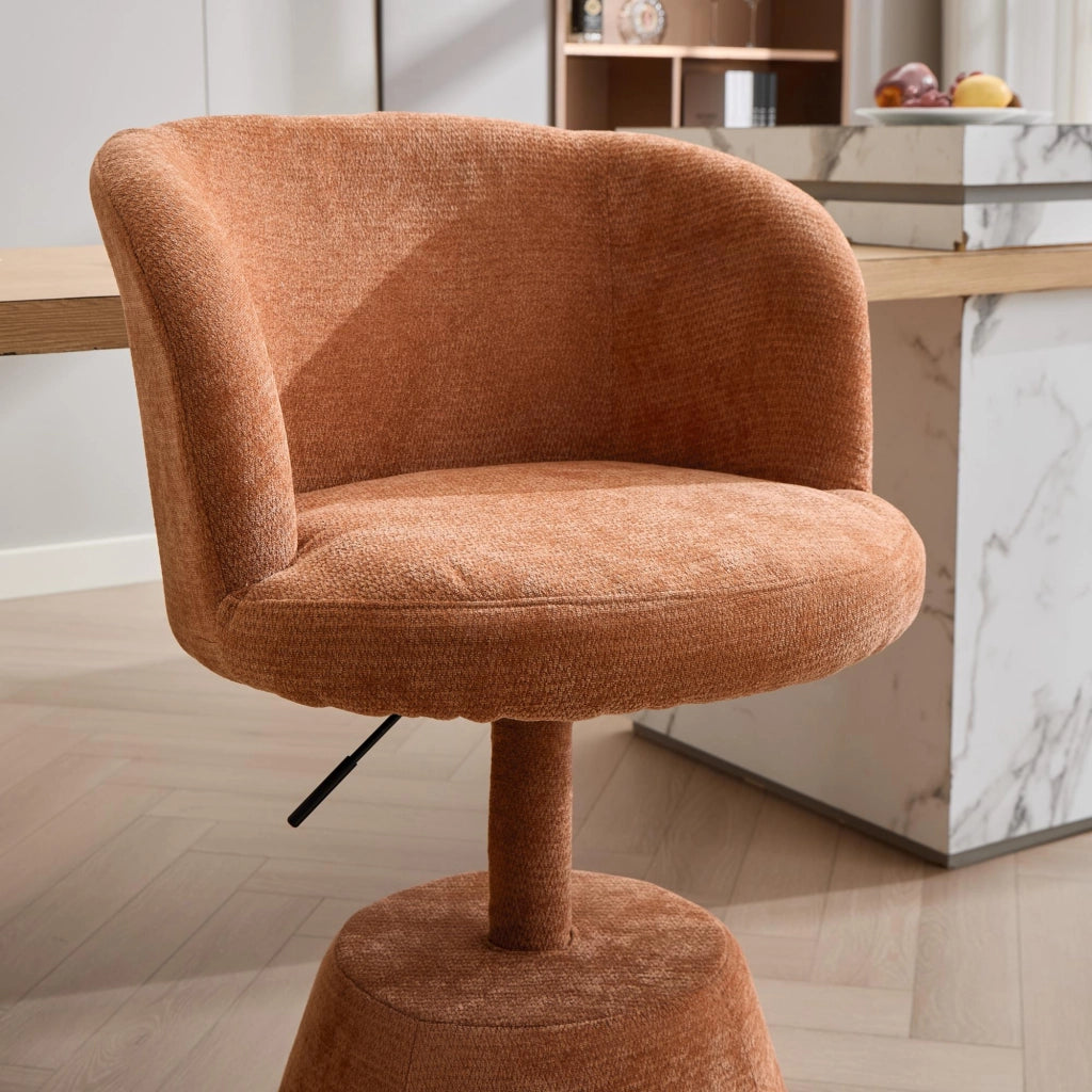 Sgabello da Bar Regolabile Girevole 360¡ã ¨C MINIMAL ¨C Velluto Terracotta, Seduta Imbottita