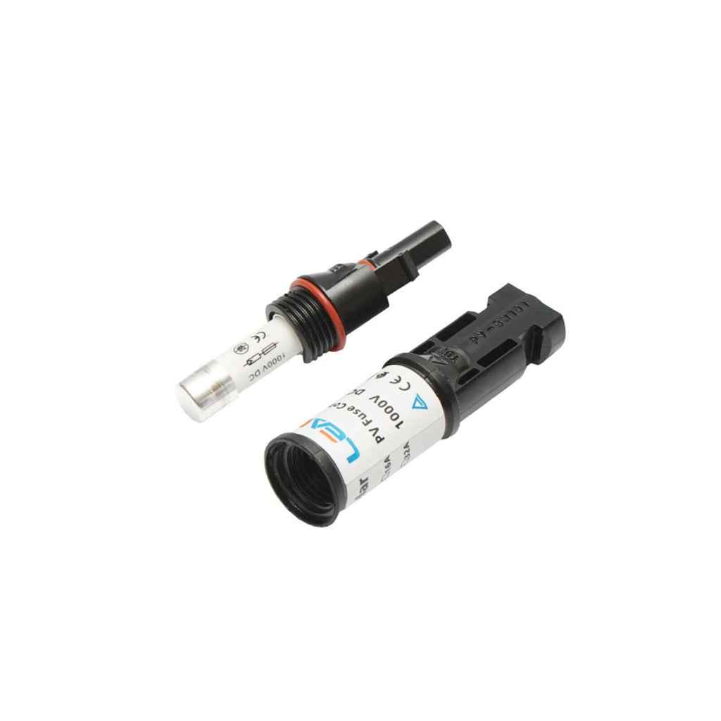 Connettore MC4 con fusibile 10x38mm, 10A, 1000V DC per impianti solari fotovoltaici IP67 Leader