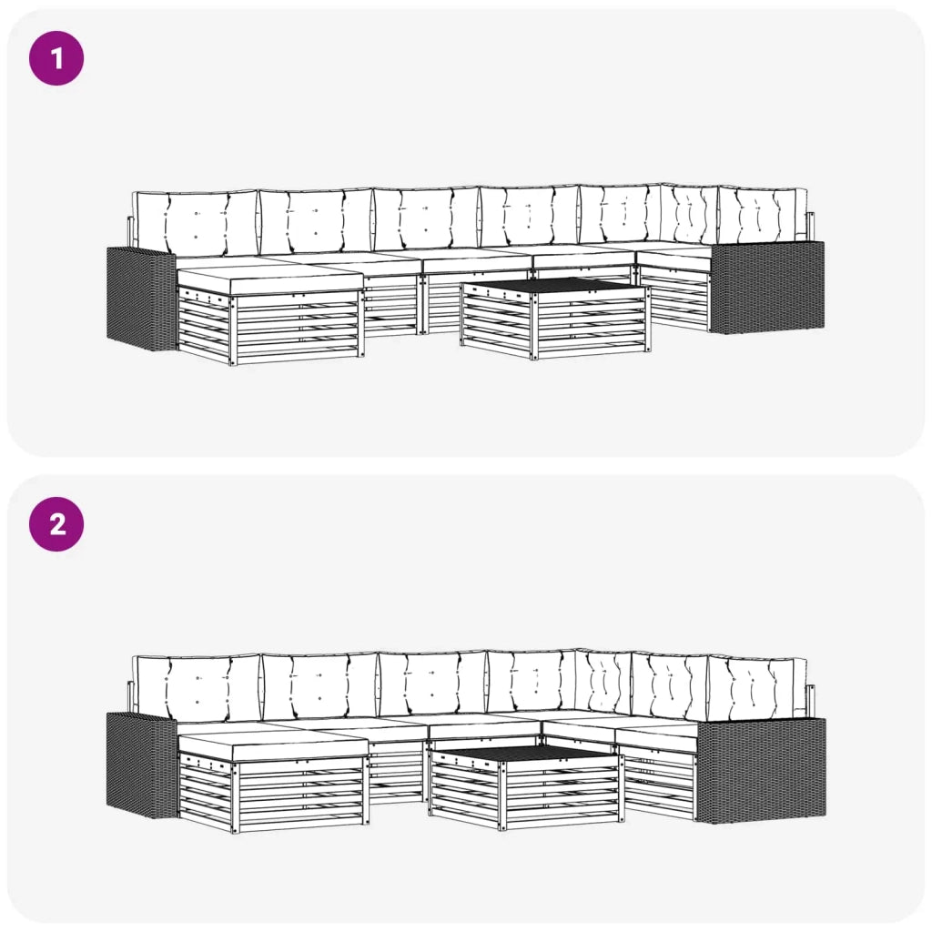 Set di divani da esterno 8 pz Naturale e Crema 3383663