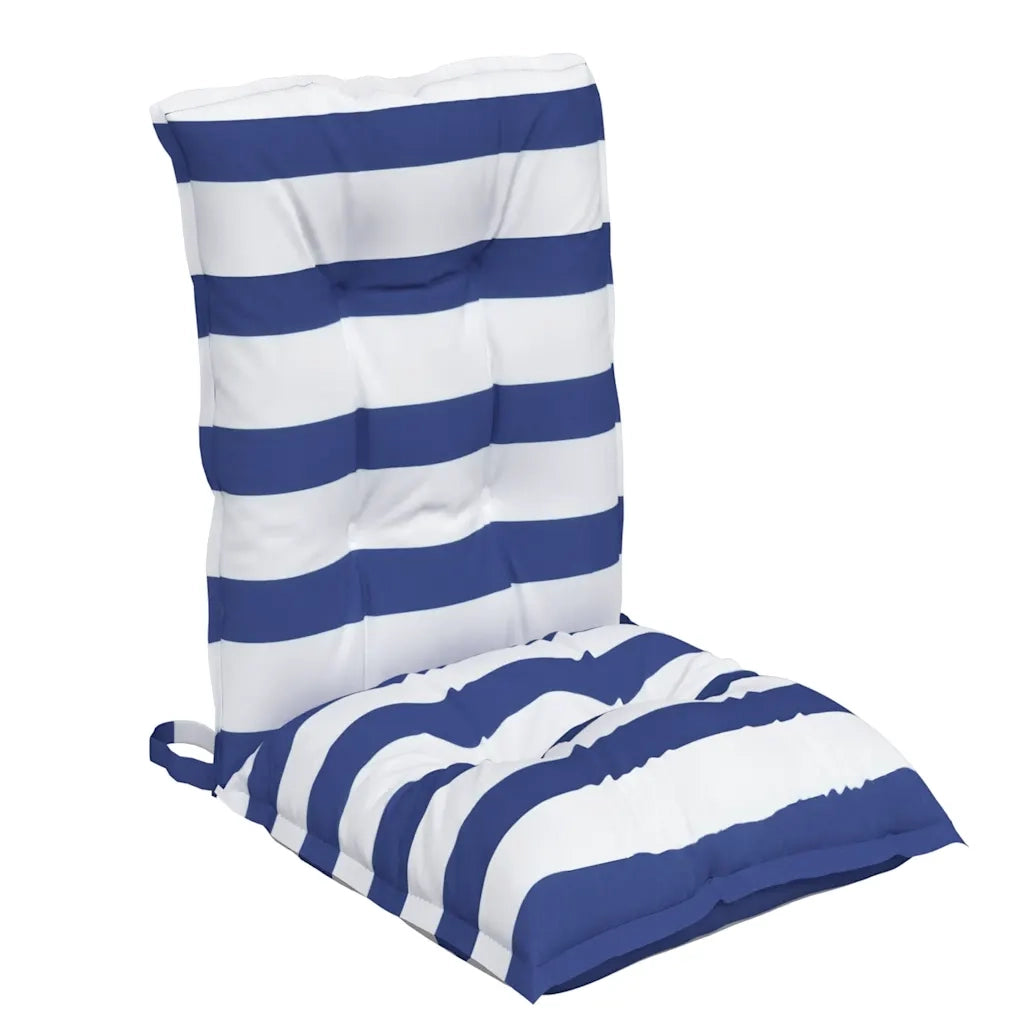 Cuscini Sedia Schienale Basso 6 pz a Righe Blu e Bianche Oxford 377718