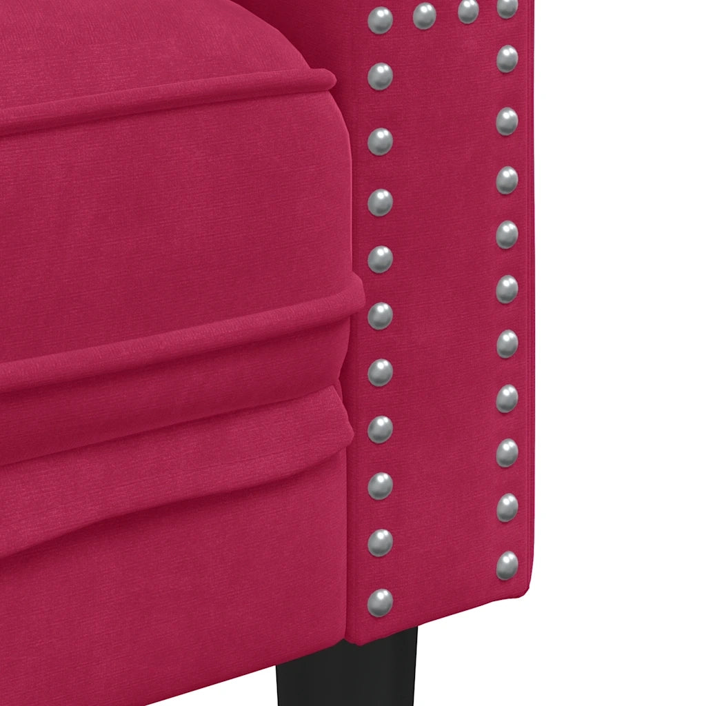 vidaXL Divano Chesterfield con Rinforzi 3 Posti Rosso Vino in Velluto
