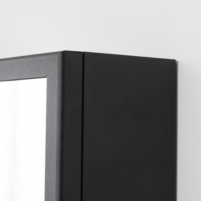 Specchiera Bagno 40x12x60 cm 1 Anta 3 Ripiani in Acciaio  Nero