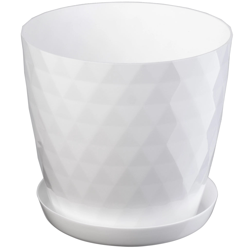 Vaso da fiori in plastica KADAX con supporto e coperchio, 20 cm, bianco.