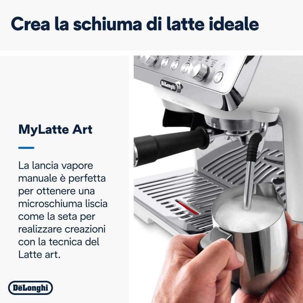 DeLonghi EC9155.W La Specialista Arte Macchina da Caffe' Espresso Macinacaffe' Integrato Lancia Vapore My Latte Art 1400W Bianco