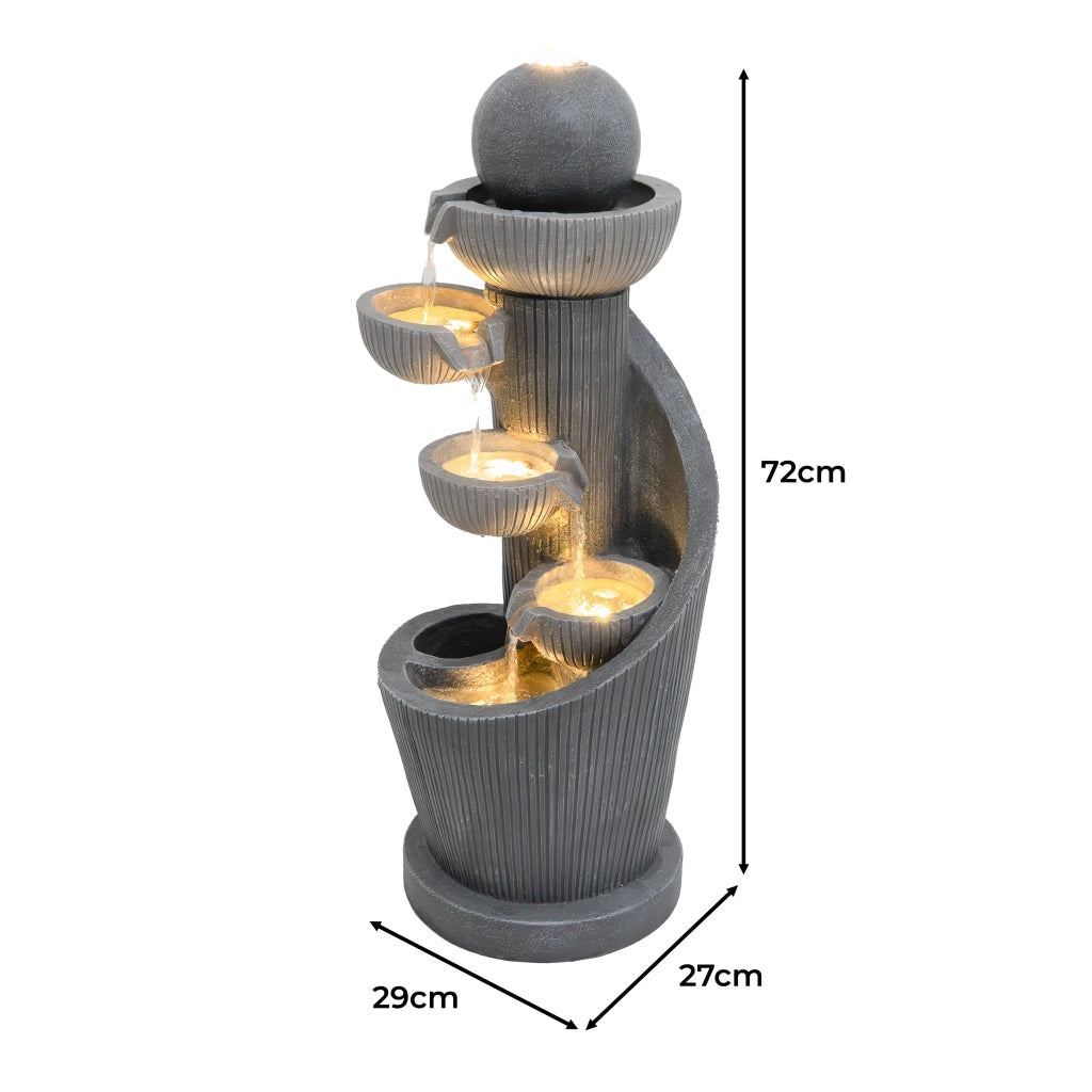 Fontana da Giardino Elettrica con LED e Cascata – Spiral Springs
