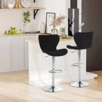 Set di 2 Sgabelli da Bar Design Contemporaneo Altezza d'Assise Regolabile 59-81 cm Girevoli 360° Lino Nero