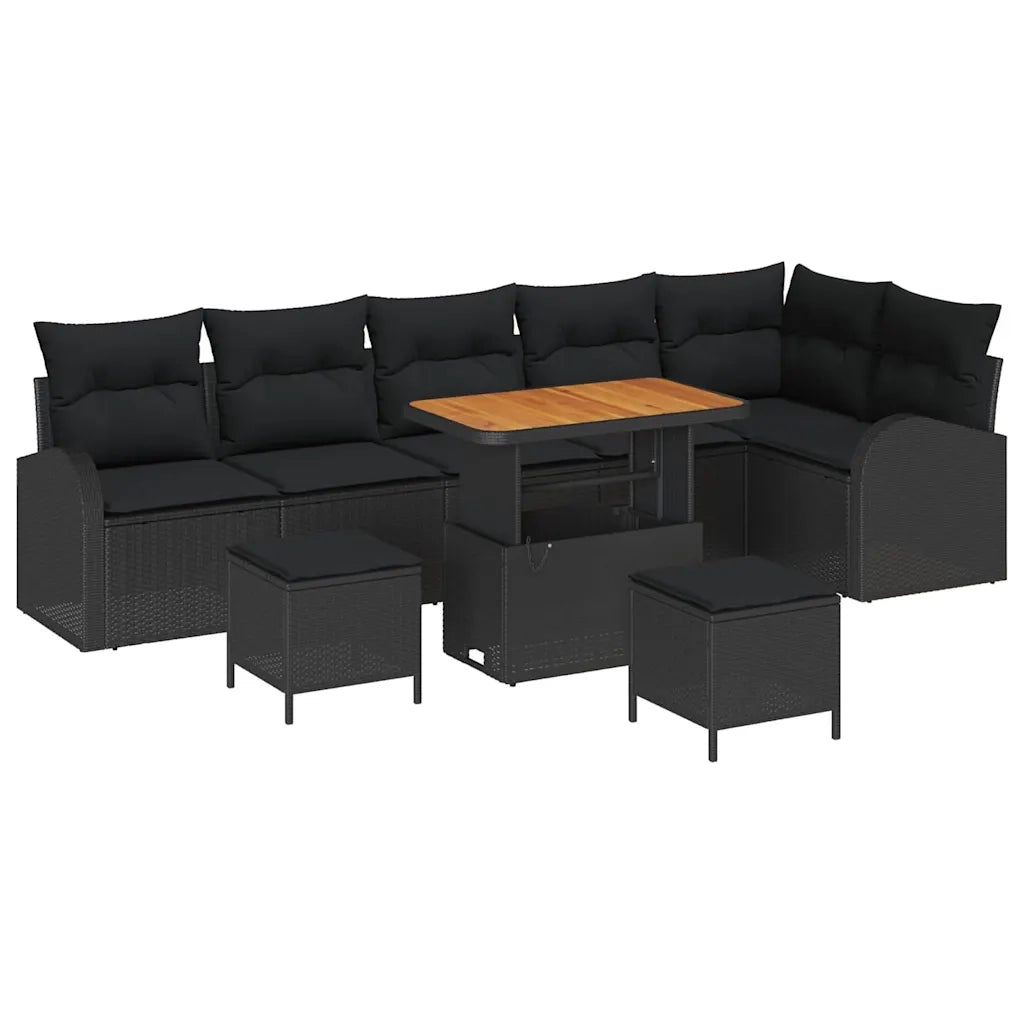 Set Divano da Giardino con cuscino con archiviazione 9 pcs Nero 3364364