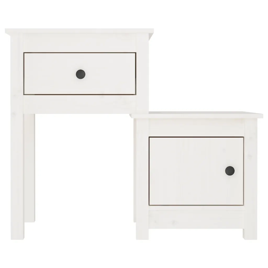 Comodino Bianco 79,5x38x65,5 cm in Legno Massello di Pino 814541