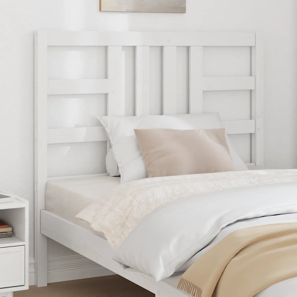 Testiera per Letto Bianca 106x4x100 cm Legno Massello di Pino