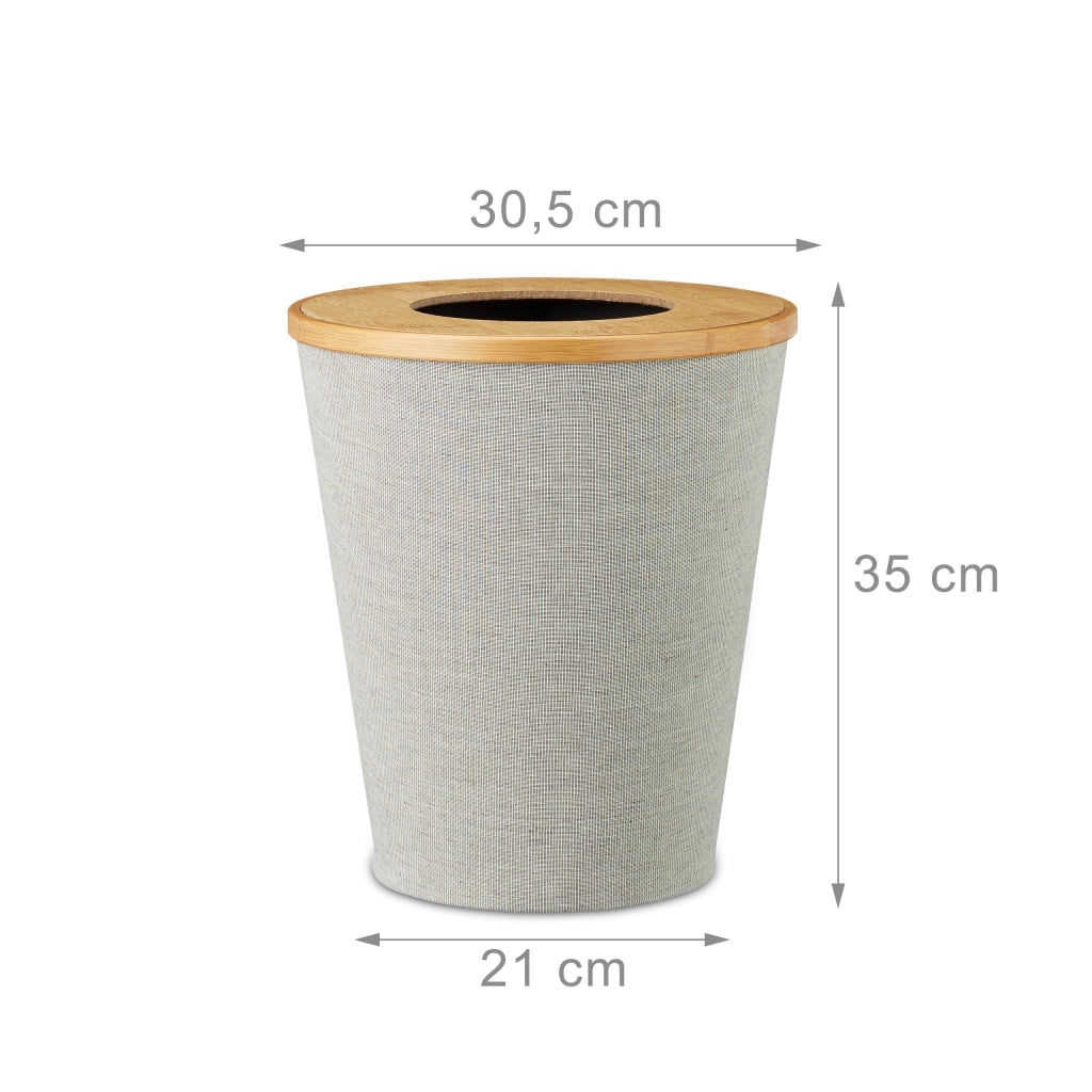 Cestino carta elegante ufficio cucina 30 x 30 x 25 cm con coperchio igienico in bambù naturale 13_0004315