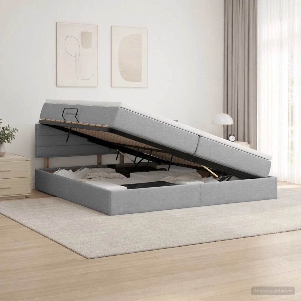 Letto con contenitore LED e materasso Grigio Chiaro 3459021
