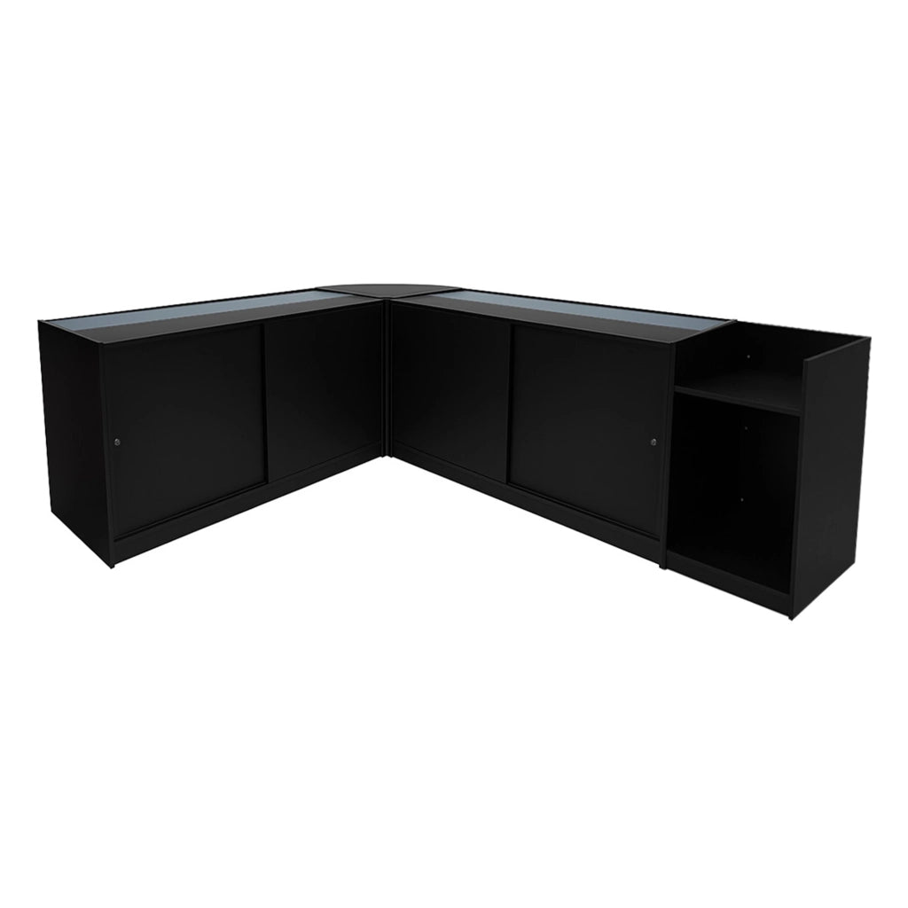 Set Banconi Negozio Nero Luna LED B1500 CM60 TB60 con Serrature e Vetrina