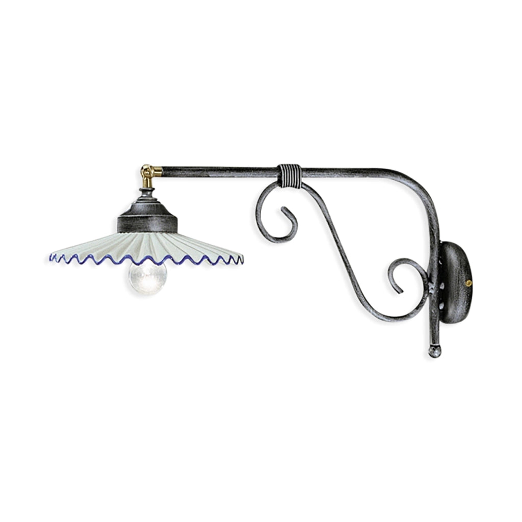 Applique Classica L&aposAquila Metallo E Ceramica Nero Sfumato Argento 1 Luce E27
