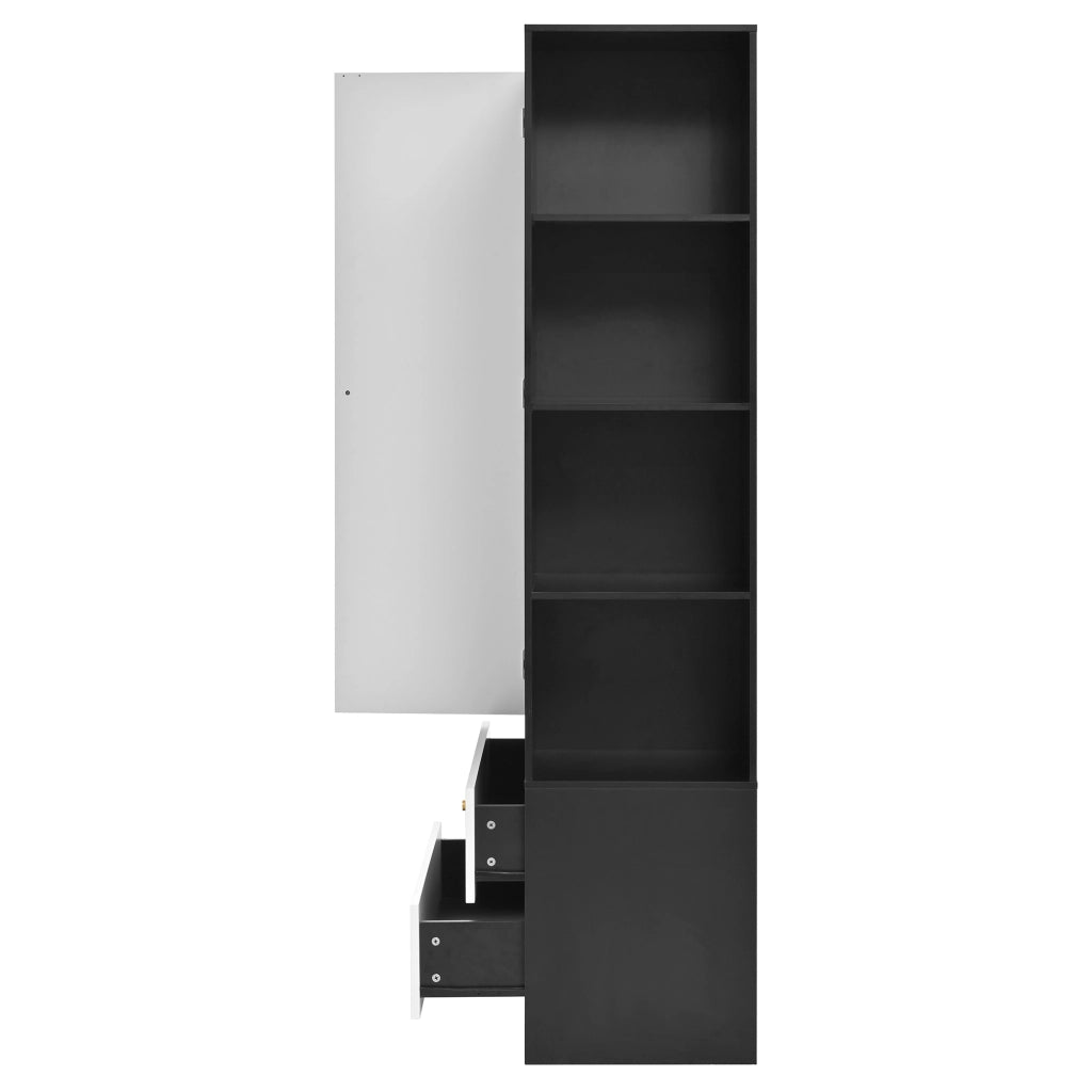 Armadio con 1 anta a specchio; 2 cassetti e 4 vani - per camera da letto - 80×40×180 cm