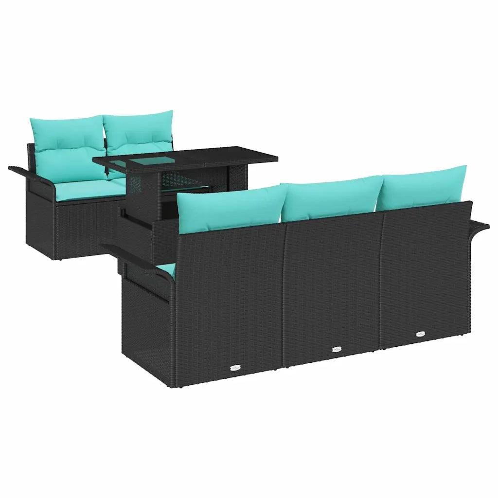 Set Divano da Giardino 6 pcs Nero Rattan in Polipropilene 3356939