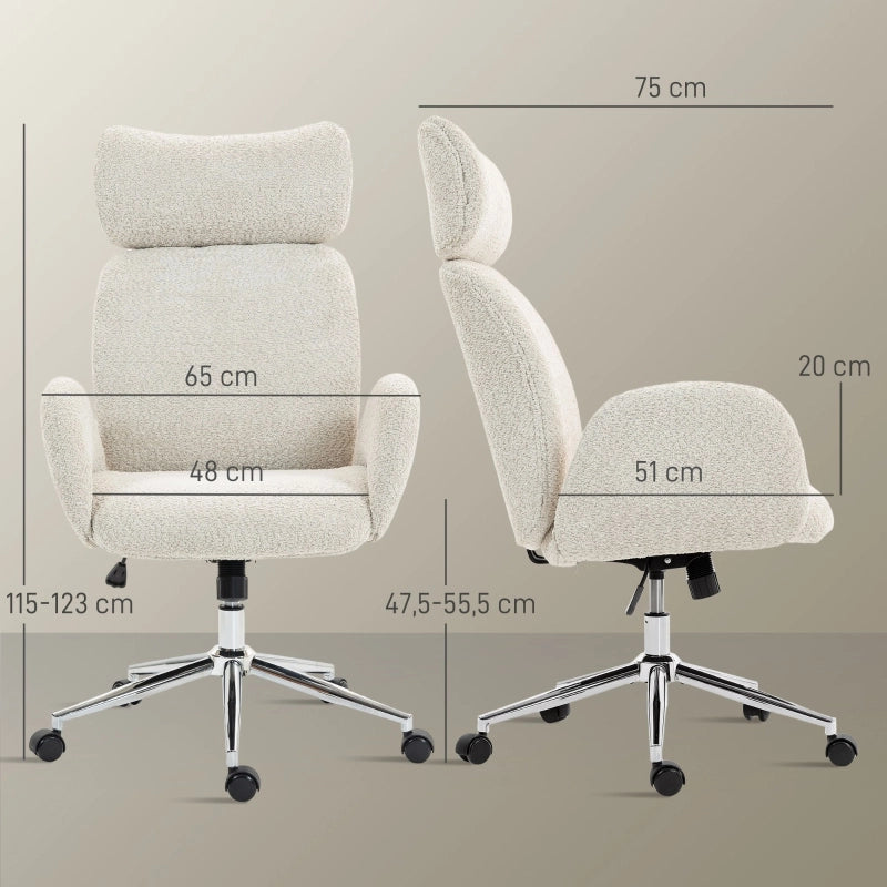 Sedia da ufficio ergonomica con poggiatesta regolabile funzione oscillante e rivestimento in poliestere grigio chiaro