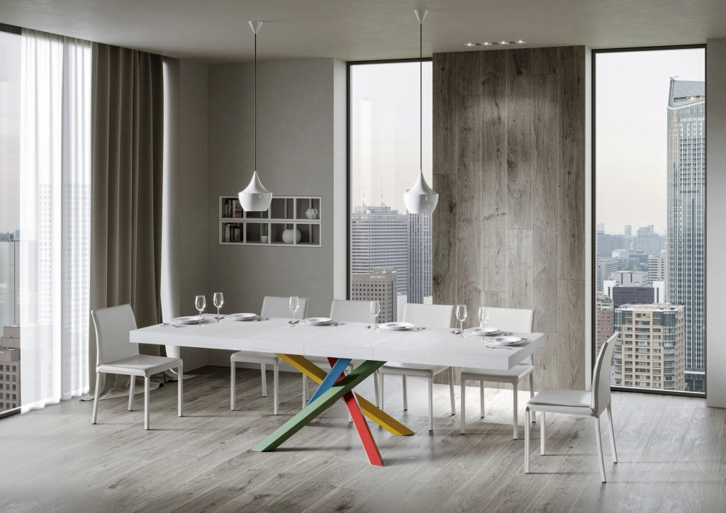 Tavolo Allungabile 200-304x90x77 cm Volantis Premium Bianco Frassino Telaio 4B