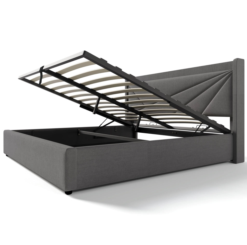Letto matrimoniale contenitore 140x200 con USB e Type-C; testiera; grigio