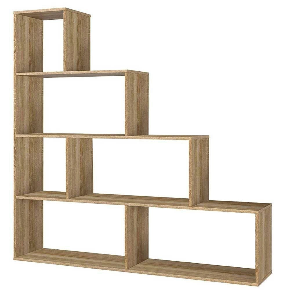 Libreria Scaffale a scala SIMMS Legno Mdf 4 Ripiani Rovere Chiaro Casa Ufficio