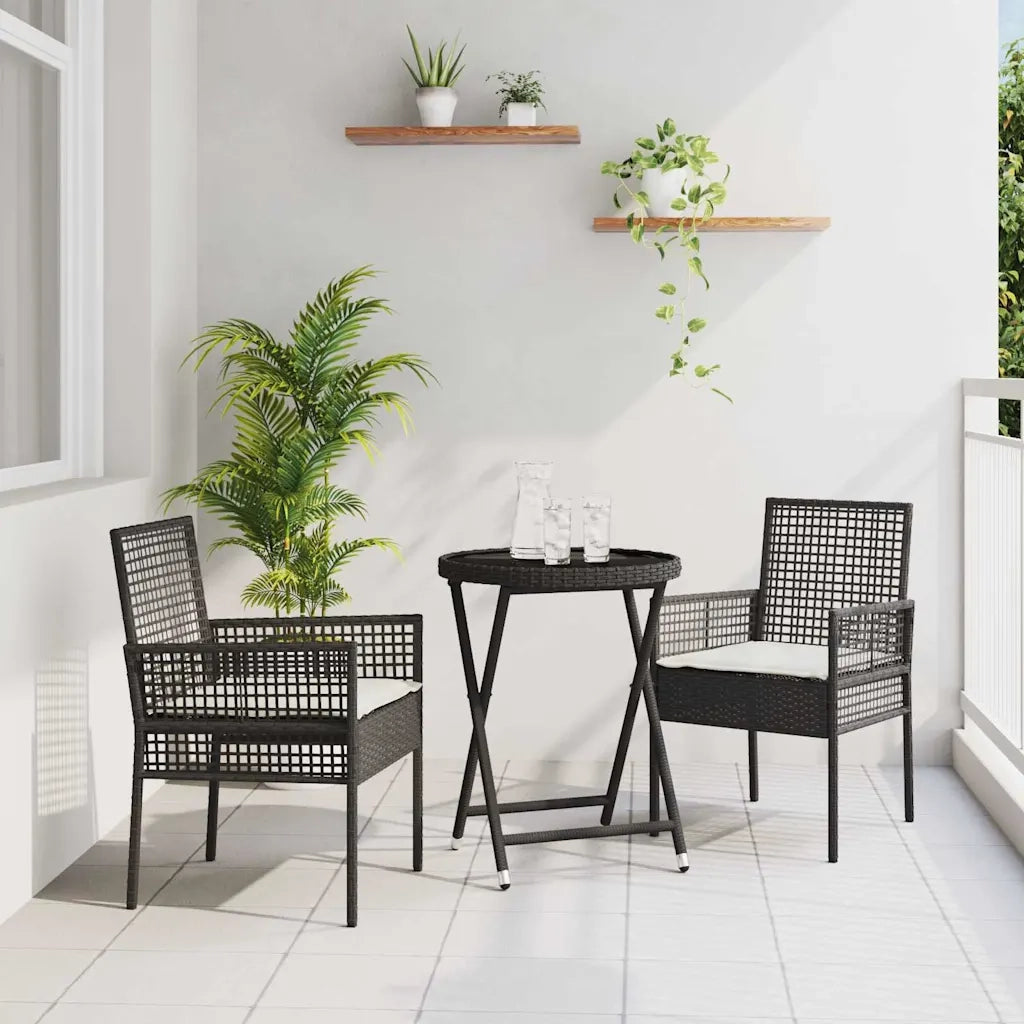 Set Bistro da Giardino 3 pcs Nero polyrattan 3334962