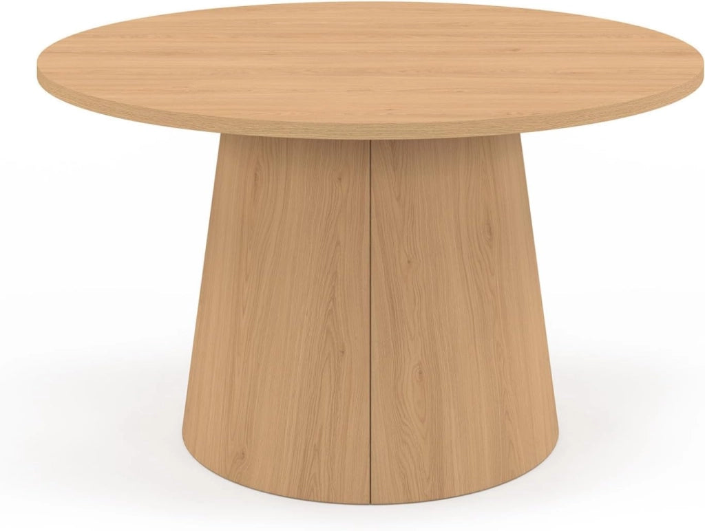 Tavolino rotondo ANGELE da 70 cm con gamba centrale in legno effetto faggio
