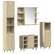 Set Mobili da Bagno | Armadio da bagno 4 pz Rovere Sonoma in Legno Multistrato