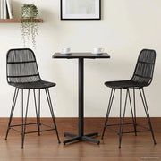 Sgabello da bar 2 pcs Nero 44 x 54 x 96 cm Rattan e acciaio 42033209