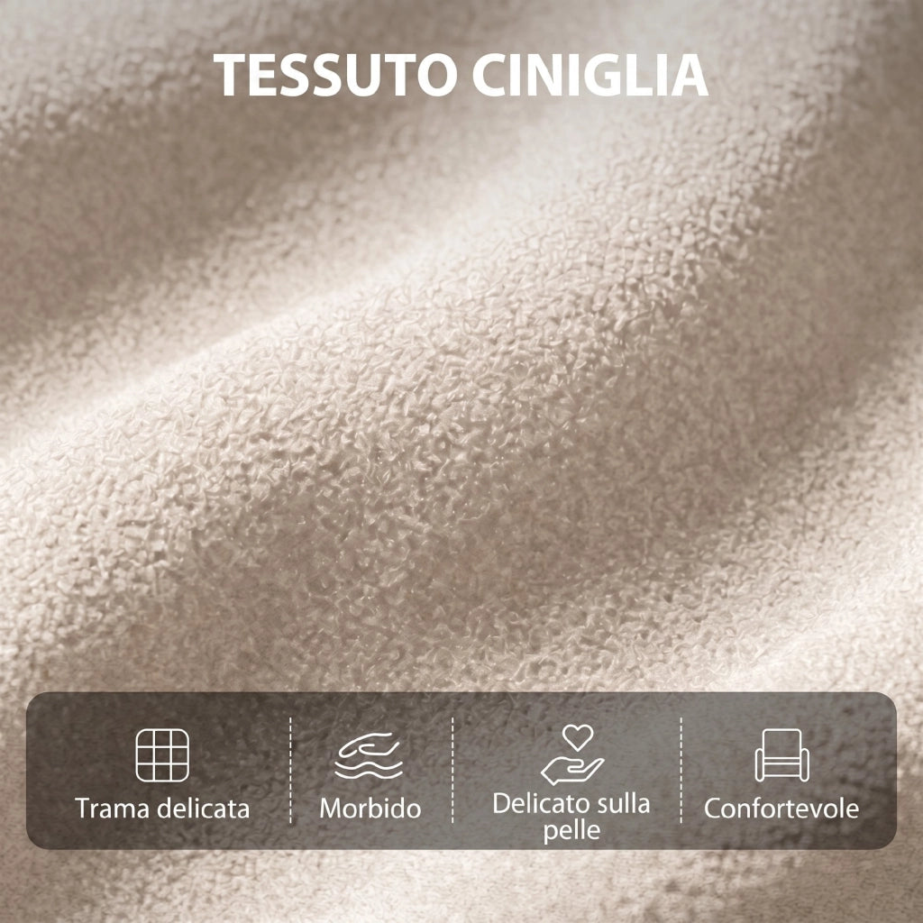 Poltrona Massaggiante e Reclinabile a 160° con Poggiapiedi e Telecomando, 66x91x108 cm, in Ciniglia Bianco Crema