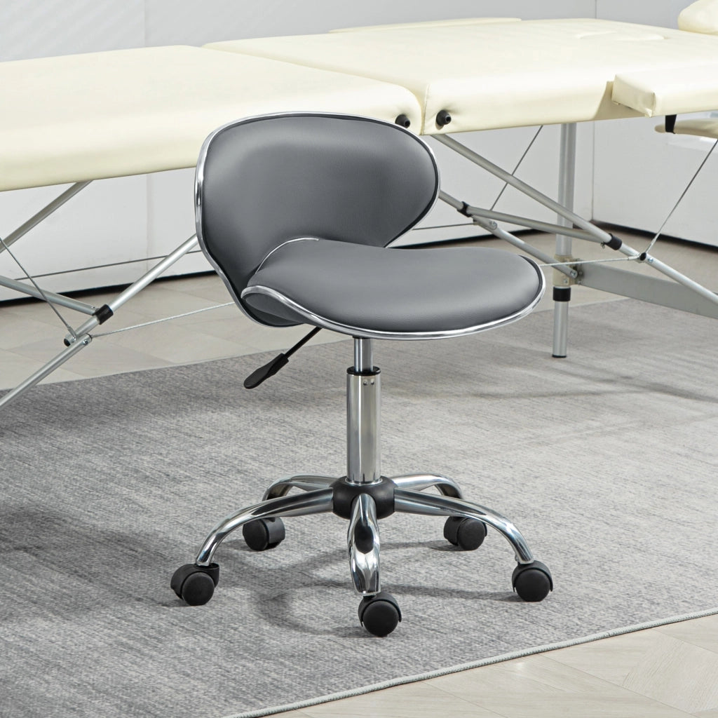 Sgabello da lavoro regolabile con schienale e ruote ¨C zephmum ¨C grigio 44-56 cm