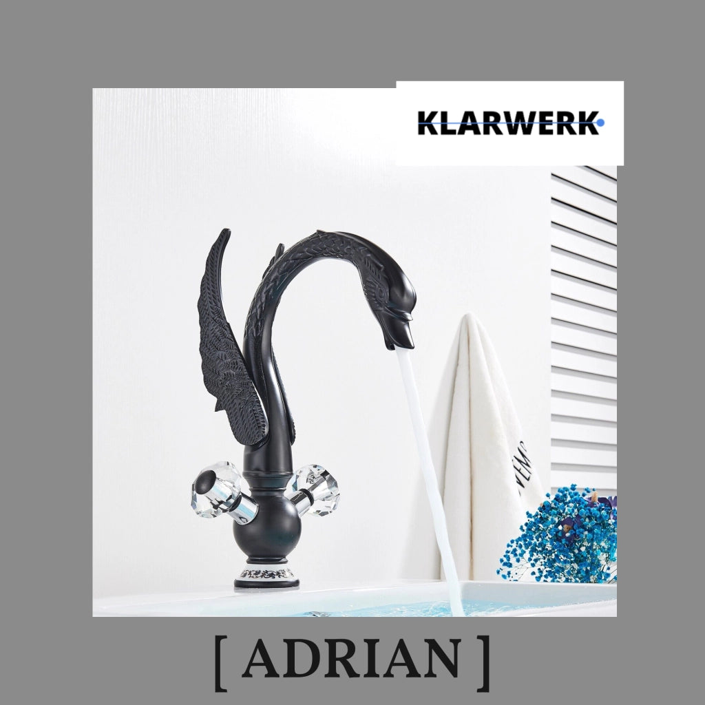 ADRIAN | Rubinetto da bagno grande design in acciaio inossidabile cigno|per lavabo lussuoso nero alberghiera |miscelatore alto per lavabo independente