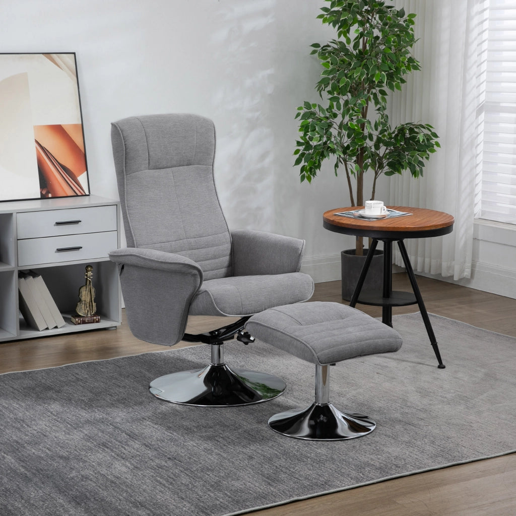 Poltrona relax reclinabile girevole 360¡ã con poggiapiedi ¨C zephmum ¨C Tessuto grigio