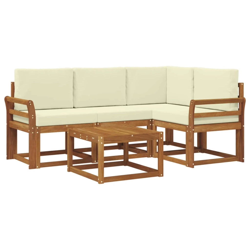 Set di divani da esterno con cuscino 5 pcs Naturale e Crema