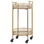 Carrello da cucina a rotelle porta bottiglie con piano a specchio metallo dorato glamour