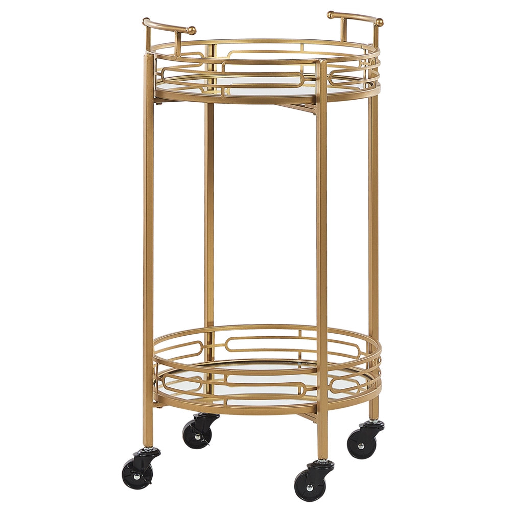 Carrello da cucina a rotelle porta bottiglie con piano a specchio metallo dorato glamour