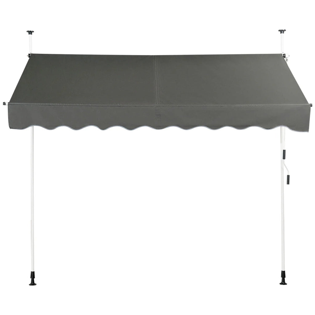 Tenda da sole retrattile manuale 250 x 125 cm regolabile 200-300 cm grigio alluminio stile moderno e pratico 20_0010430