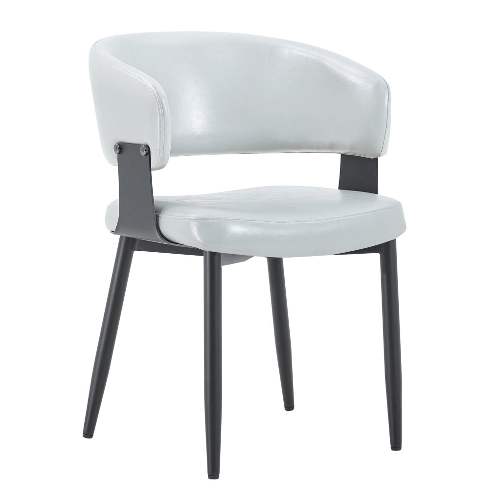 Sedia da pranzo 96x59.5x40 cm con schienale ergonomico e braccioli in similpelle grigia
