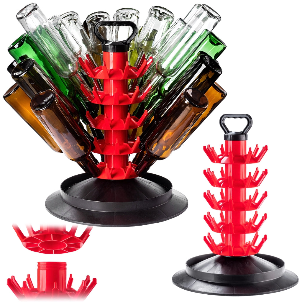 KADAX Portabottiglie modulare con scolapiatti per 50 bottiglie, grande, rosso