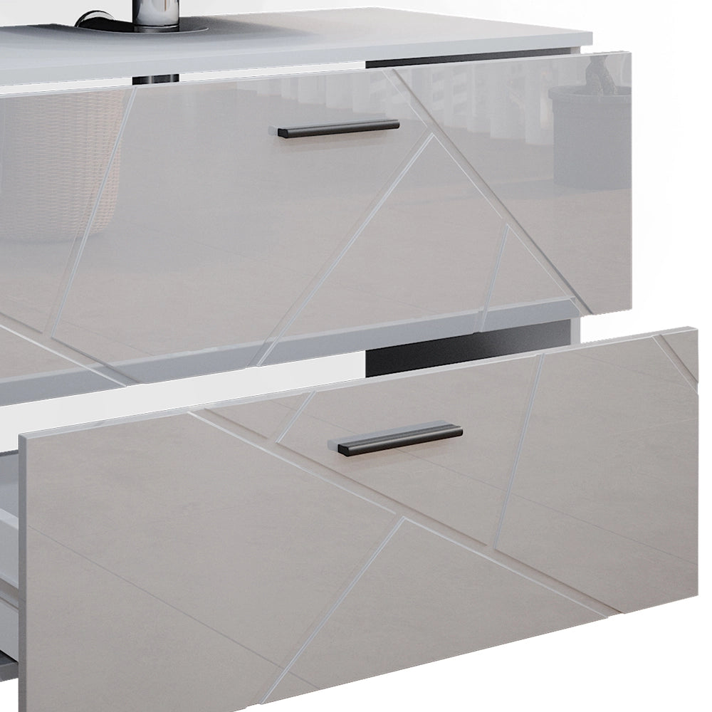 Vicco Set mobili bagno Bianco lucido 3 pezzi, con base 80 cm