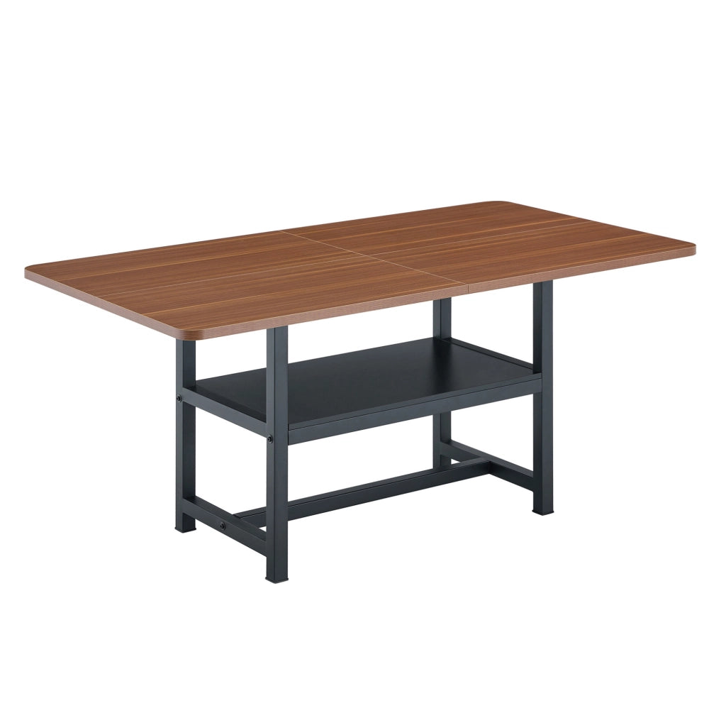 Tavolo da pranzo 160x90x76 cm con ripiano integrato in MDF e metallo nero e noce